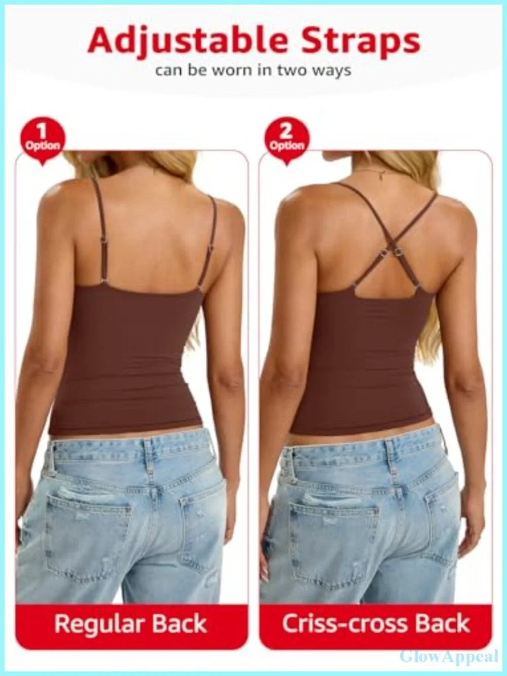 Double Lined Padded Cami Tank Top with Built in Bra